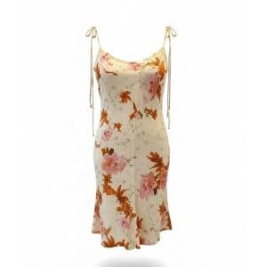 Zara Women’s Slip Dress XS White Floral Spaghetti Tie Straps Boho